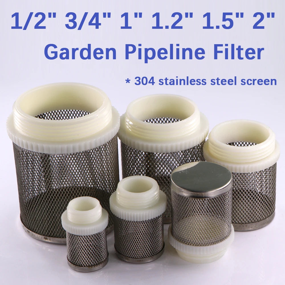 Stainless Steel 1/2" 3/4" 1" 1.2" 1.5" 2" Garden Irrigation Hose Pipline Filter Water Pump Car Washing Filter Aquarium Fish Tank