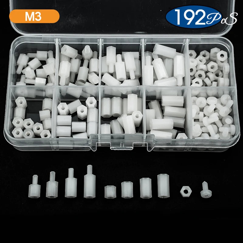NINDEJIN Nylon Hex Standoff Male Female Plastic Standoff Spacer Assortment Kit Insulation White Nylon Motherboard PCB Standoff