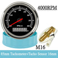 3000RPM 4000RPM Meter Marine Boat Tachometer 85MM Gasoline Diesel Engine Tacho Gauge With LCD Hourmeter For Tacho Sensor M16 M18 - KiwisLove
