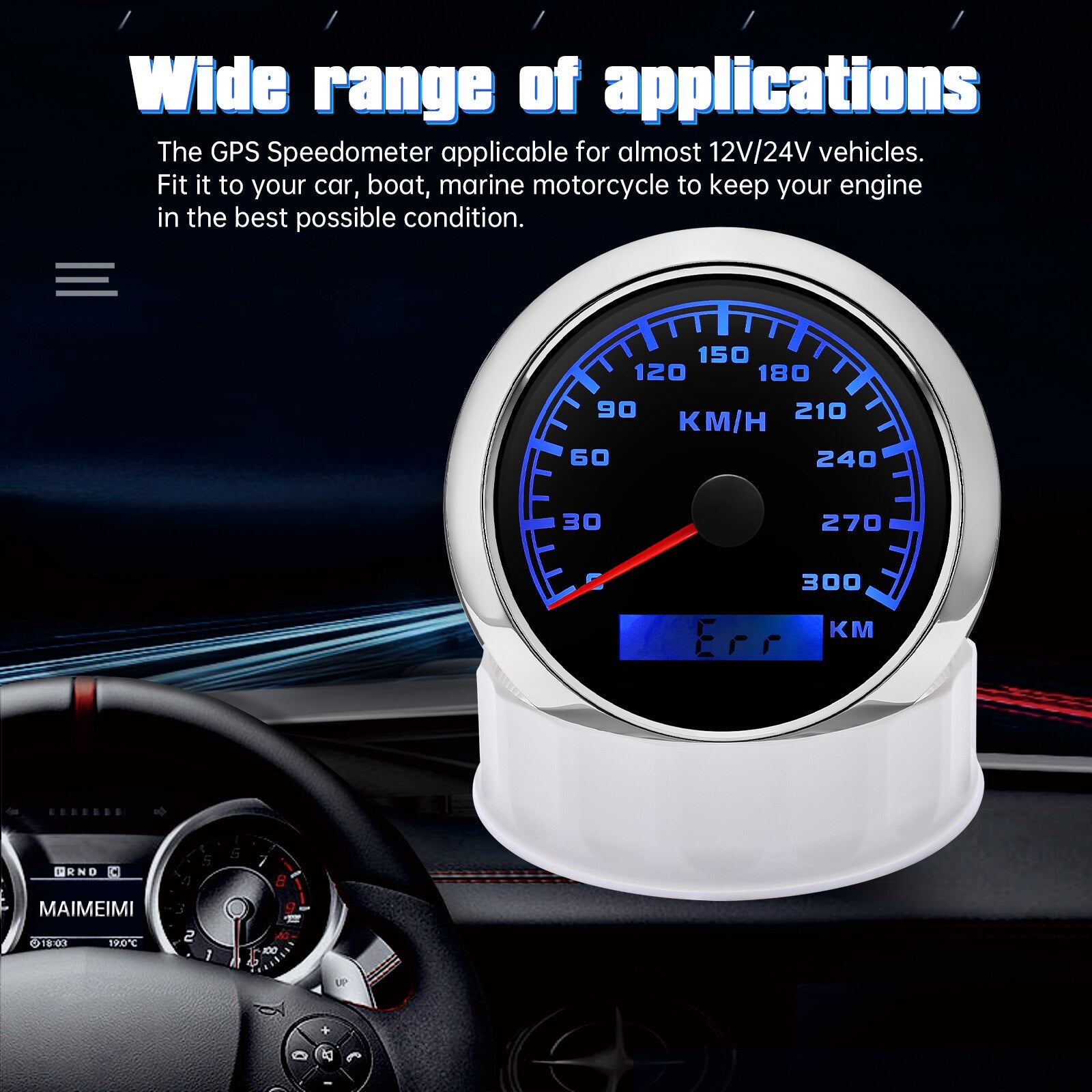300 km/h 200km/h 120km/h 60 km/h Waterproof 85MM GPS Speedometer Speed Gauge Red Backlight GPS Sensor For Mairne Boat Car Parts - KiwisLove