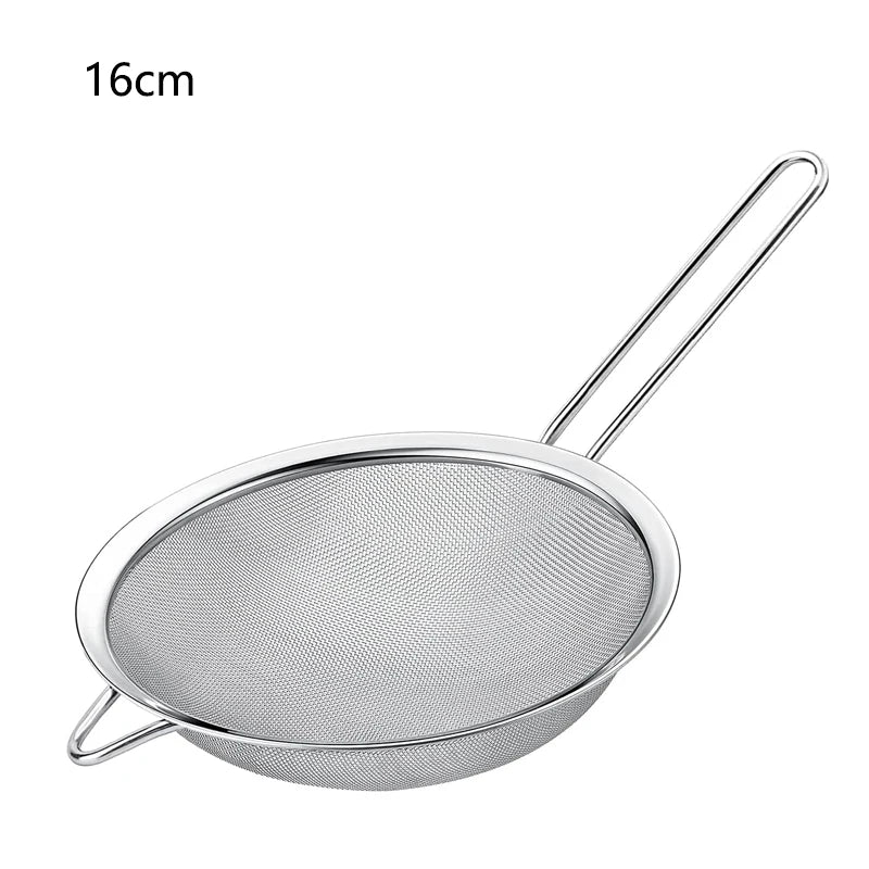 Fine Mesh Stainless Steel Strainer Sieve Juice Egg Filter Colanders Coffee Tea Vegtables Filtering Food Kitchen Accessories