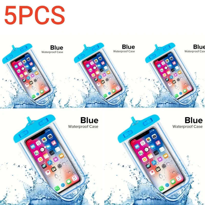 5/2/1PCS Universal Waterproof Phone Pouch Cellphone Dry Bag Case Underwater Phone Protector PV Cover for Kayaking, Beach fishing