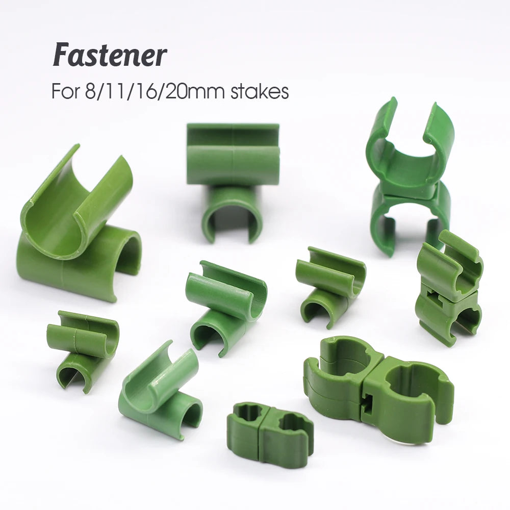 15pcs Green 8/11/16/20mm Garden Cross Clip Plastic Fastener Plant Support Connecter Clamp Rod Adjustable or Fixed Buckle Trellis