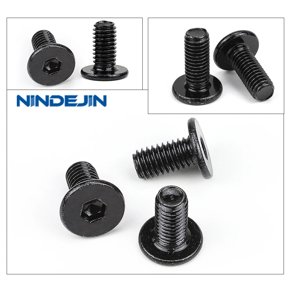 Hexagon Allen Ultra Thin Flat Head Bolt 10.9 Grade Black Plated Steel M2 M3 M4 M5 M6 M8 Hex Socket Ultra Thin Wafer Head Screw