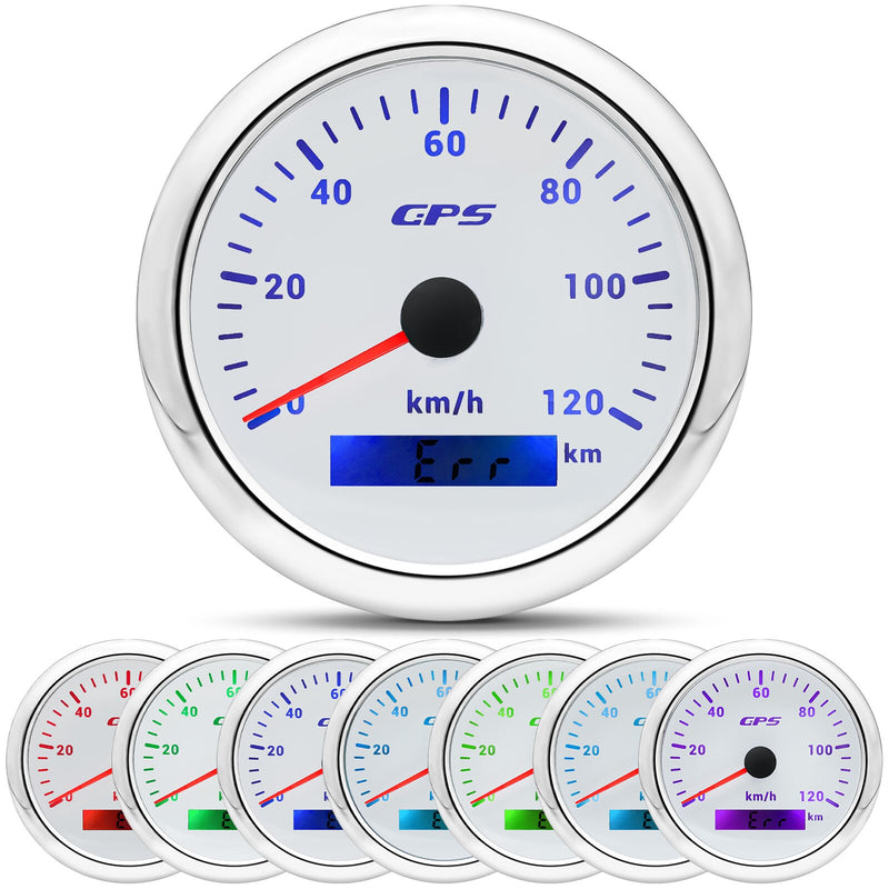 60/120/200KMH 85MM GPS Speedometer Gauge 7 Color Light with GPS Antenna Waterproof Motorcycle Boat Car Truck Speed Gauge Meter - KiwisLove