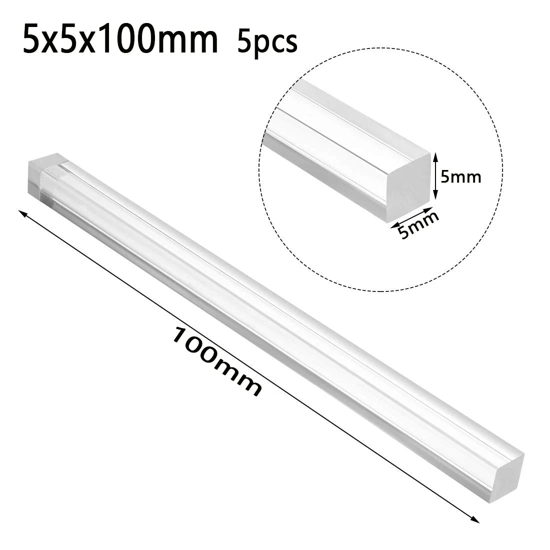 1-10pcs Acrylic square rod, hyaline plastic rod, acrylic rod Length 100-500mm DIY craft architectural model material