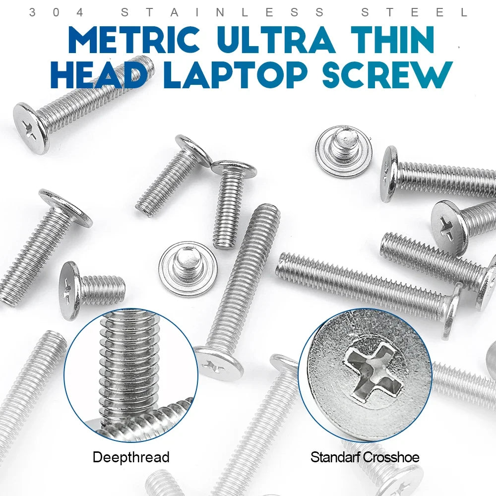 NINDEJIN Cross Ultra Thin Flat Head Laptop Screw M2 M3 M4 M5 M6 M8 Stainless Steel Wafer Head Phillips Machine Screw for Lenovo