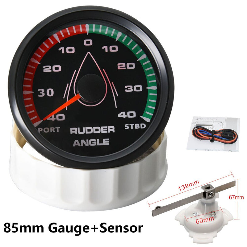 Waterproof 85mm Boat Rudder Angle Indicator 0-190 ohm With Rudder Angle Sensor Kit Rudder Angle Gauge 8 Colors Backlight 12V 24V - KiwisLove