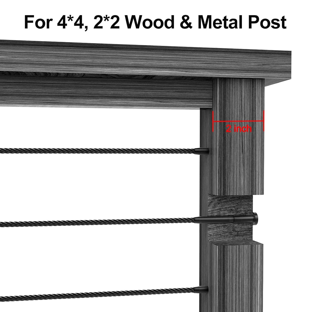 20Pack Black Invisible 1/8'' 3/16'' Cable Railing Marine Grade T316 Swage Tensioner And Terminal For Cable Railing