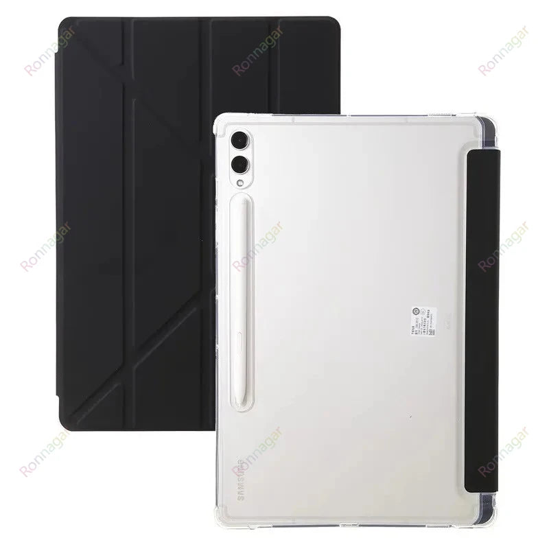For Samsung Galaxy Tab A11 11'' S11 2025 Case for S10 S9 S8 S7 Plus 12.4 Inch 11inch with s Pen Holder Multiple Angle Clear Back