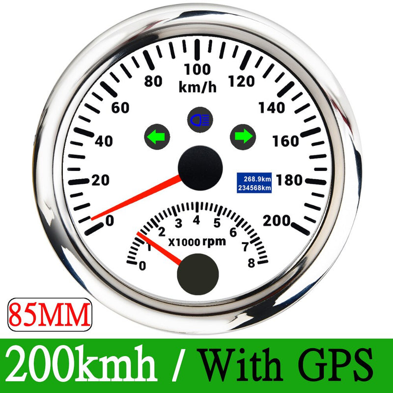 120km/h 200km/h 85mm GPS Speedometer Gauge 0-200MPH GPS Speed meter Odometer With Tachometer 8000 RPM for Car Boat ATV With GPS - KiwisLove