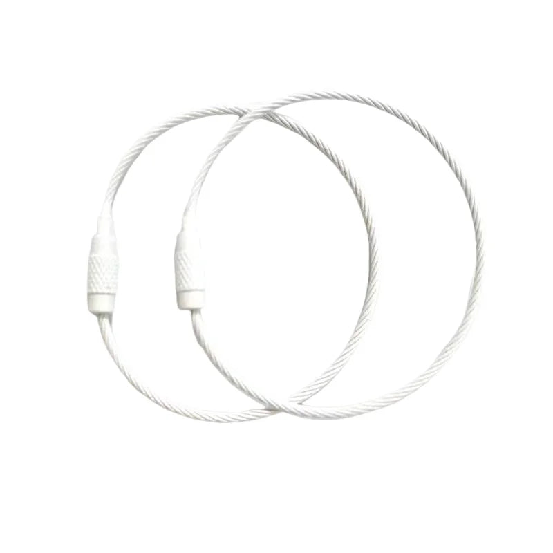 10pcs/lot 15cm Length Stainless Steel Wire Keychain Rings Key Keyring Circle Rope Cable Loop Luggage Tag Screw Lock Gadget