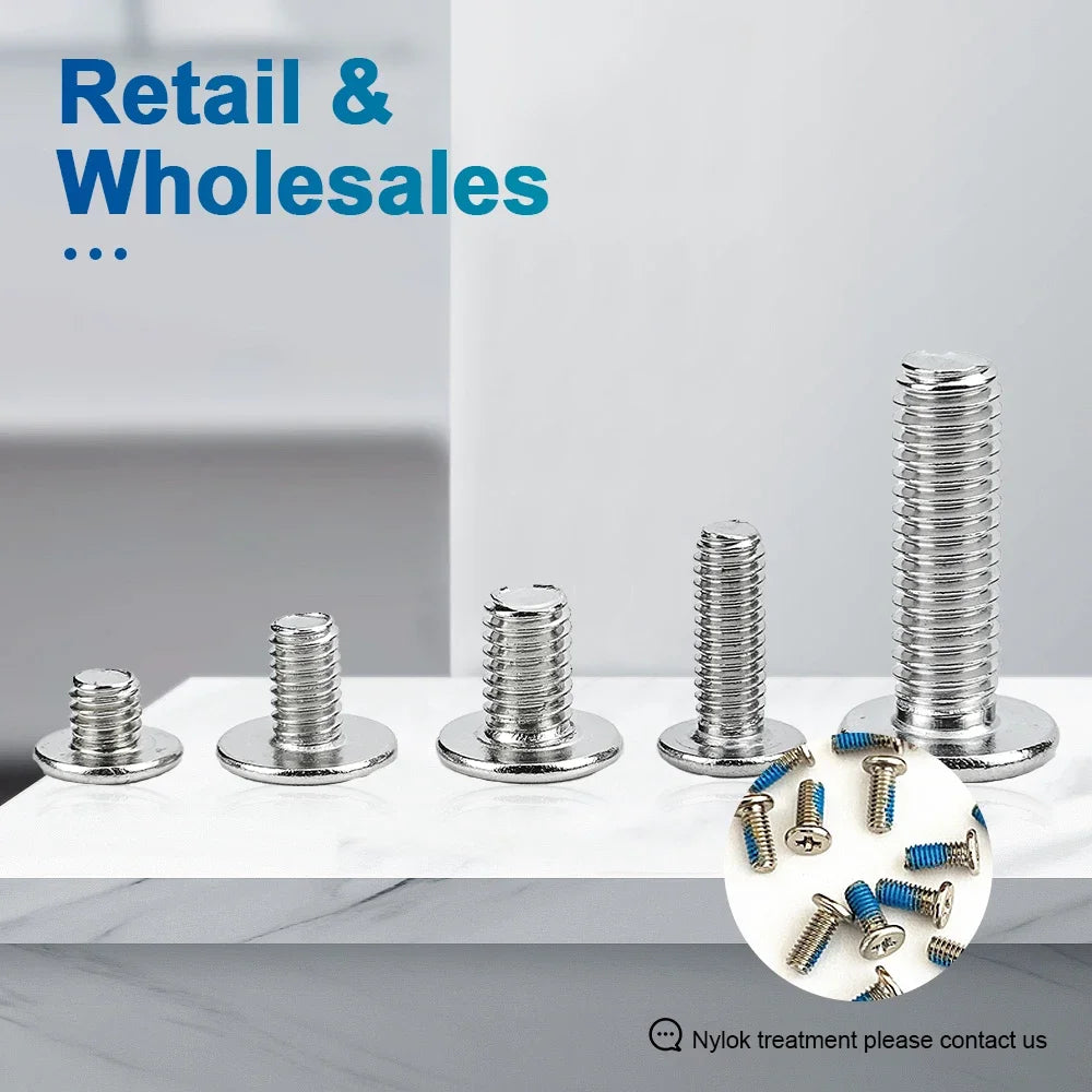 NINDEJIN Cross Ultra Thin Flat Head Laptop Screw M2 M3 M4 M5 M6 M8 Stainless Steel Wafer Head Phillips Machine Screw for Lenovo