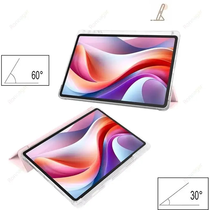With Pencil Holder Case for Lenovo Tab M11 11" 2024 TB330FU 2025 TB335FC Slim Folding Soft Protective Case Translucent Back Case