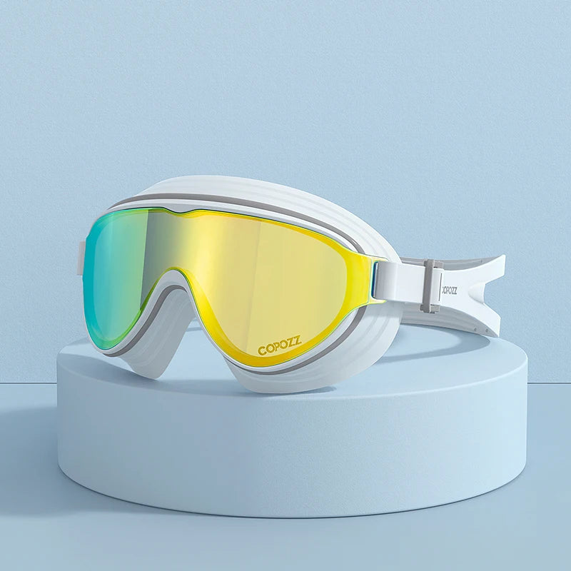 COPOZZ Large Frame Adults Swimming Goggles Professional Anti-Fog Sports Swim Eyewear Waterproof Swimming Glasses For Men Women