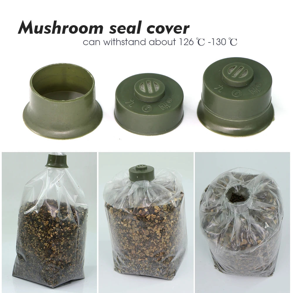 20/50pcs Mushroom Spawn Grow Bag Filter Cover Sealable Double Sleeve Lock Ring Cap for Agaric Spawn Culture Planting  Pouch Tool