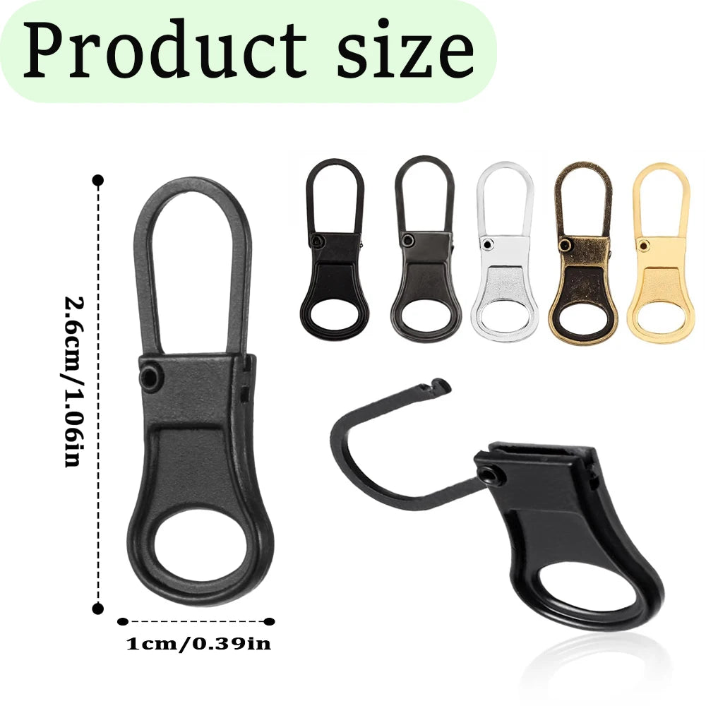 4-20PCSMetal Zip Puller Replacement Tab Zipper Sliders Head Zipper Head Detachable Backpacks Purses Repair Sewing Accessories