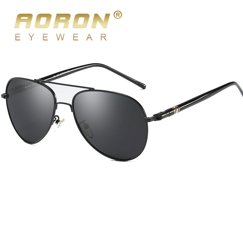 AORON Men Polarized Sunglasses Retro Classic Pilot Glasses Brand Goggoles Leisure UV400 Protection Metal Frame Oculos de sol - KiwisLove