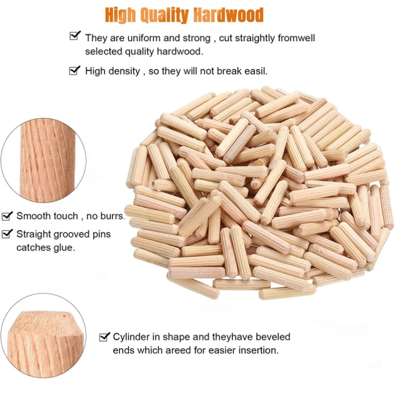 50pcs Dia0.4-1mm Woodworking Dowel Craft Dowel Pins Rods Set Furniture Fitting Dowel Pin Wooden Cabinet Drawer Round Fluted Wood
