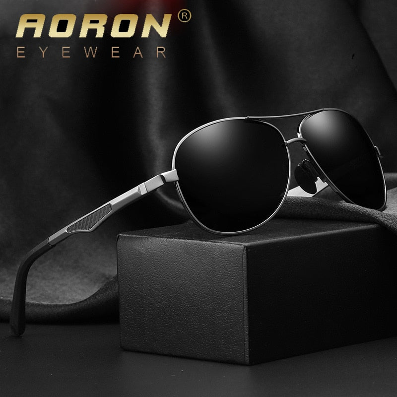 AORON Sunglasses Men Polarized Sunglasses Aluminum Leg Frame UV400 Sun Glasses Classic Pilot Mirror Sunglasses Men - KiwisLove