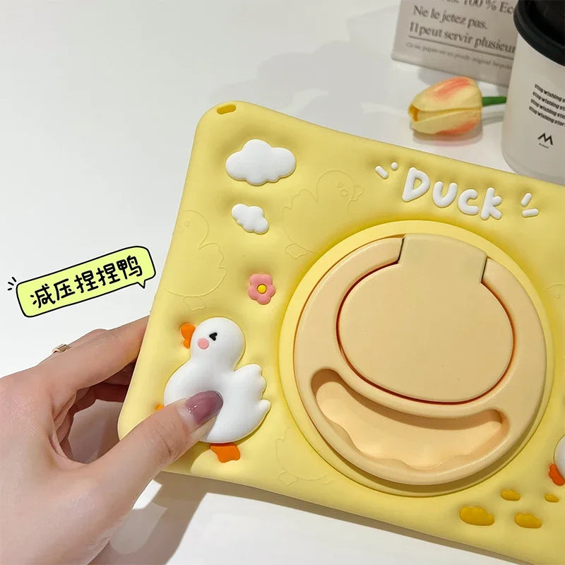 360° Cartoon Silicone Child Protective Cover for iPad 10.9 inch 10 Generation Cute Cartoon Duck for iPad Air 4 5 10.2 10.5 Air 3