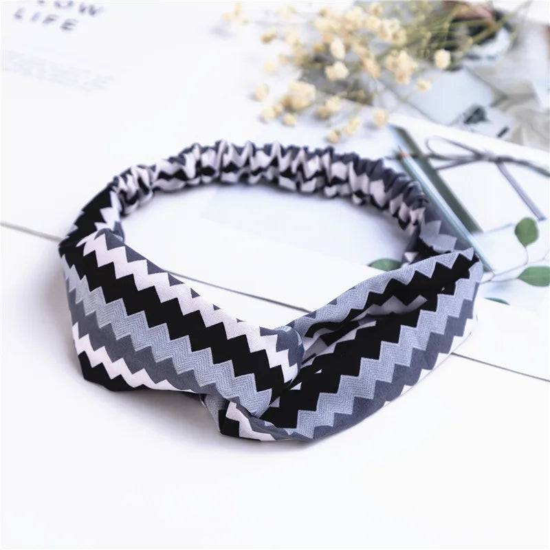 Fashion Women Girls Summer Bohemian Hair Bands Print Headbands Vintage Cross Turban Bandage Bandanas HairBands Hair Accessories