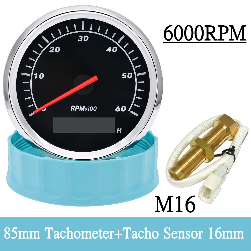 3000RPM 4000RPM Meter Marine Boat Tachometer 85MM Gasoline Diesel Engine Tacho Gauge With LCD Hourmeter For Tacho Sensor M16 M18 - KiwisLove