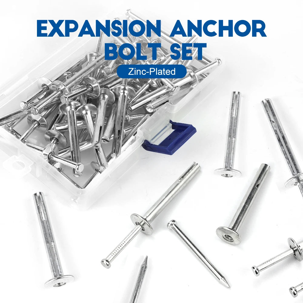 NINDEJIN 35/50pcs Hammer Drive Anchor Set Zinc Alloy Concrete Anchor M6 Nail-in Anchors Screw for Block and Brick