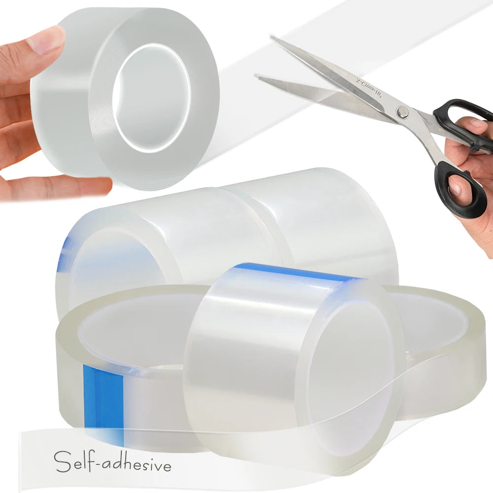 1PC 20-50MM Width Single Sided Tape Transparent Waterproof Reusable Nano Tape Strong Sticky Glue Car Ornament Kitchen Bathroom