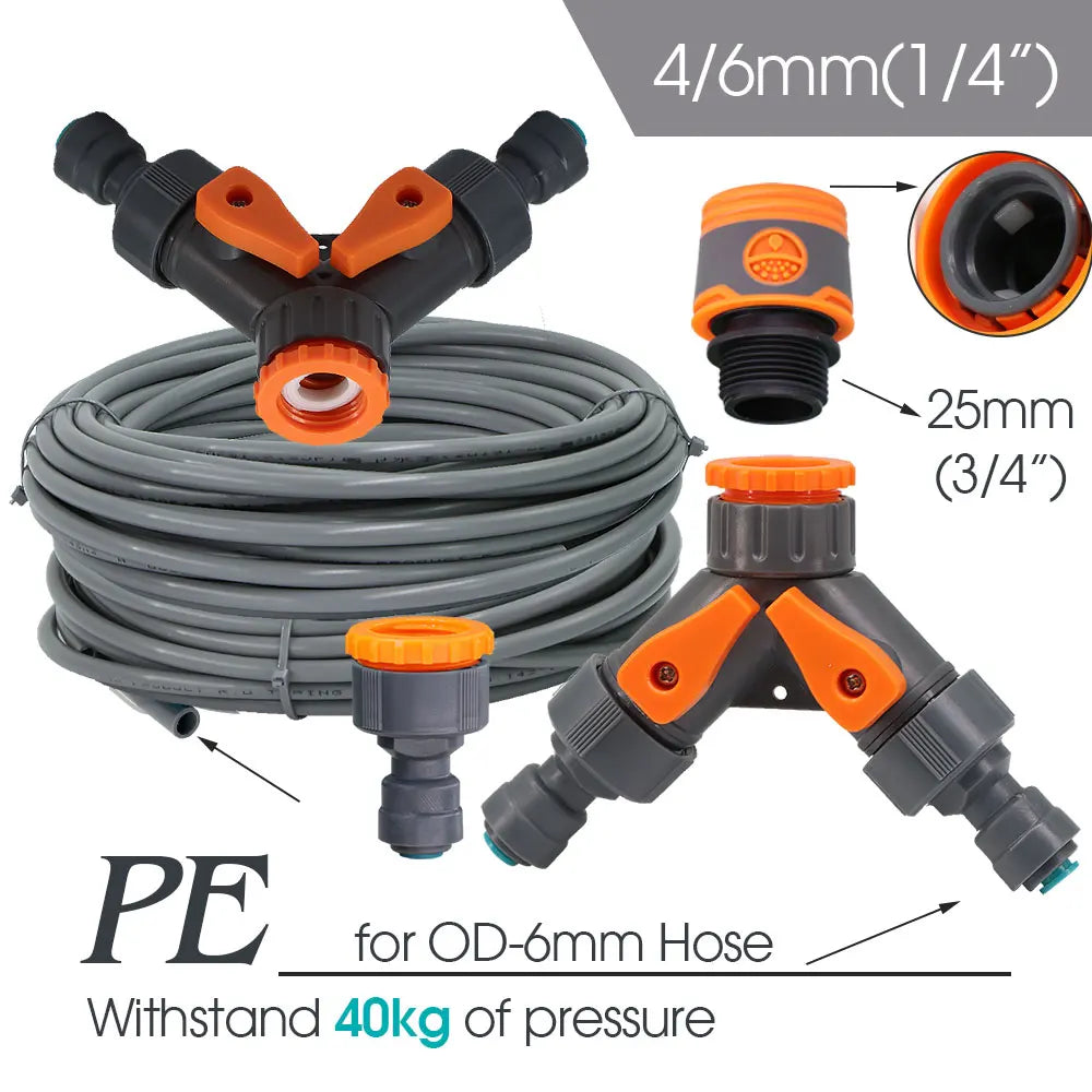 5-30M Adjustable Brass Atomizer Watering System Connected to 1/4" Hose Irrigation Greenhouse Smart Timer Plants Lawn watering