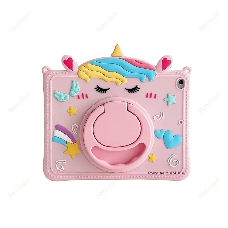 Cute Kawaii 3D Cartoon Bear for iPad Air11 2024 Pro11 M4 M2 IPad 10th Gen 9/8/7 10.2"/Air 3/Pro 10.5" Rotation Handle Stand Case