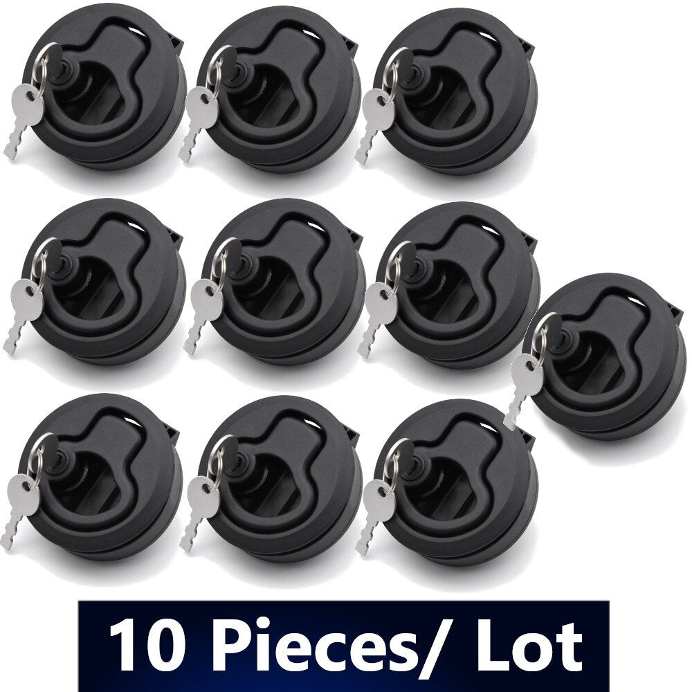 Marine Yacht accessories Door Cabinet Boat Round Flush Pull Slam Latch Mount Latch Lift With Keys 10pcs/6pcs/4pcs - KiwisLove