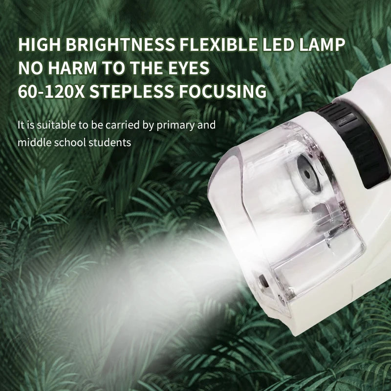 Handheld Microscope Kit Lab LED Light 60X 120X Home School Biologi Cal Science Educational Toys For Children Brinquedo STEM Gift - KiwisLove