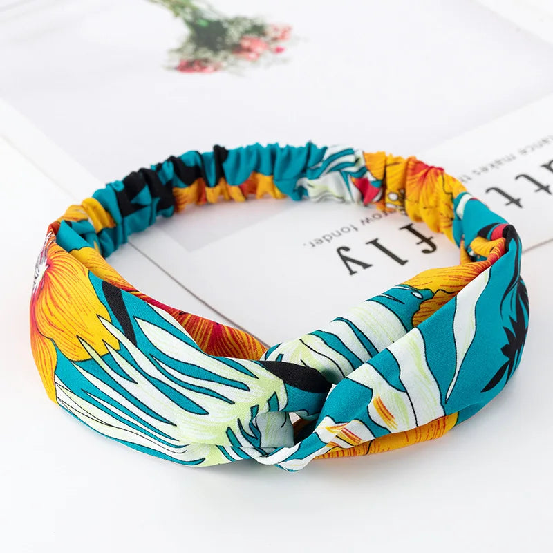 Fashion Women Girls Summer Bohemian Hair Bands Print Headbands Vintage Cross Turban Bandage Bandanas HairBands Hair Accessories
