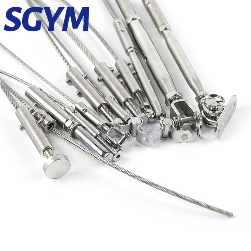Cable Railing Wire rope Threaded Stud Tension End Fitting Toggle Anchor Terminal Cross Clip Clamp with Hexagon Grub Screw Bolts