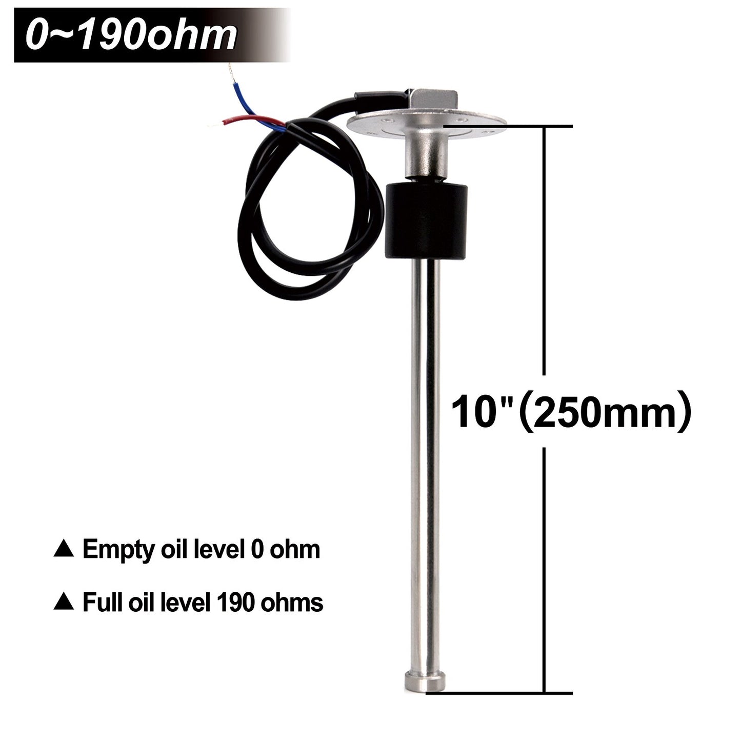 Fuel Level Water Level Gauge 175 200 250 275 375 mm Meter Sensor 0~190 ohm Fuel Sending Unit Indicator Level Gauge for Car boat - KiwisLove