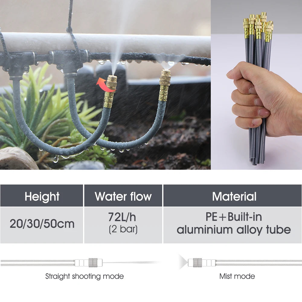 5-30m 1/4" 4/6mm Misting Cooling System 360° Free-bend Atomization Sprayer 60W Self-priming Pump for Garden Irrigation  Watering