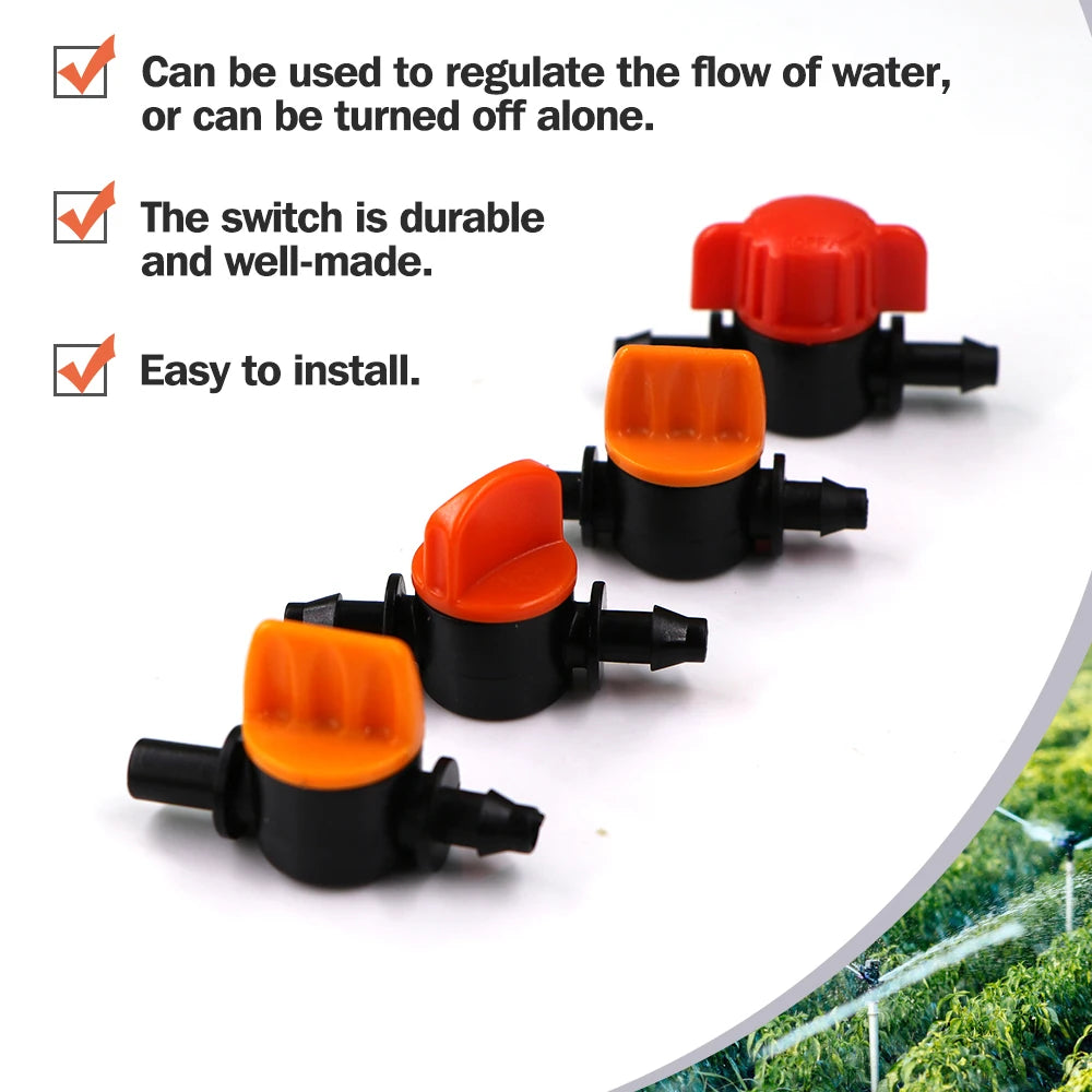 20/50pcs 1/4'' Barb Shut-Off Valve Universal Drip Irrigation Tubing Coupling Connecter 1/4" Hose for Garden Watering System Acce