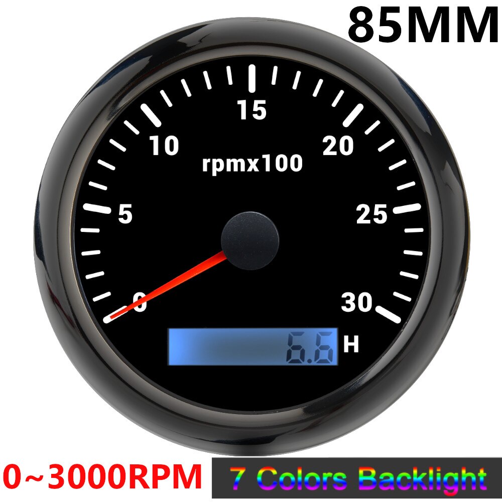 4000 6000 8000 RPM Tachometer Tacho Meter Gauge Hourmeter 7 Colors Backlight 12V/24V 85mm Toerenteller Hour Meter Sensor M16 M18 - KiwisLove
