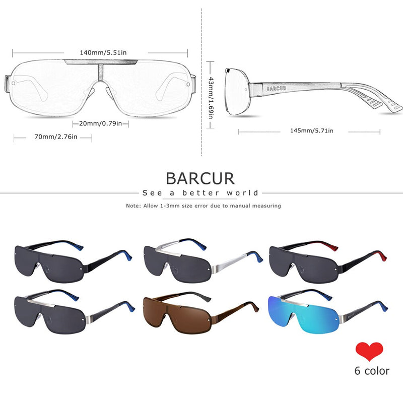 BARCUR Aluminum Magnesium Men's Sunglasses Pilot Driving Narrow Polarized Lens Man Sun Glass Women Gafas De Sol Shades - KiwisLove