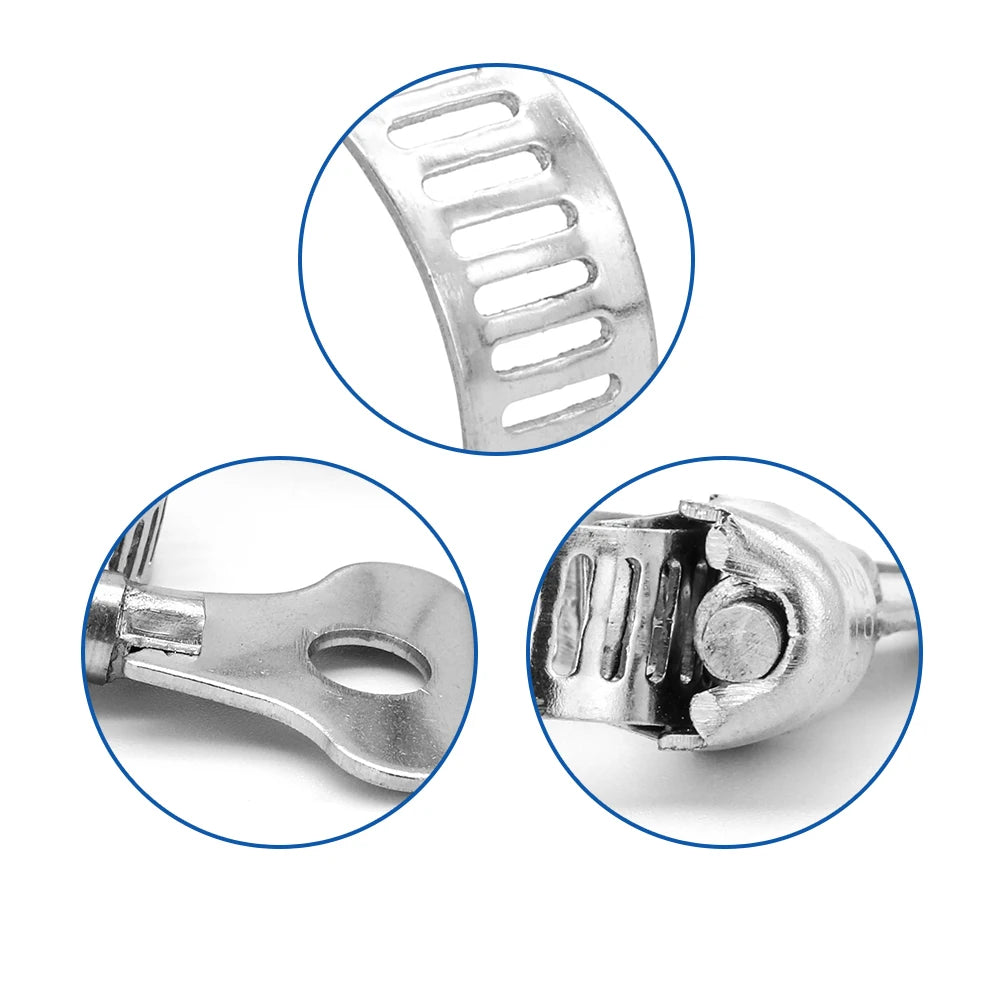 NINDEJIN 5/10pcs worm gear hose clamp adjustable 6-63mm key clamp hose clip for water pipe dryer vent clamp