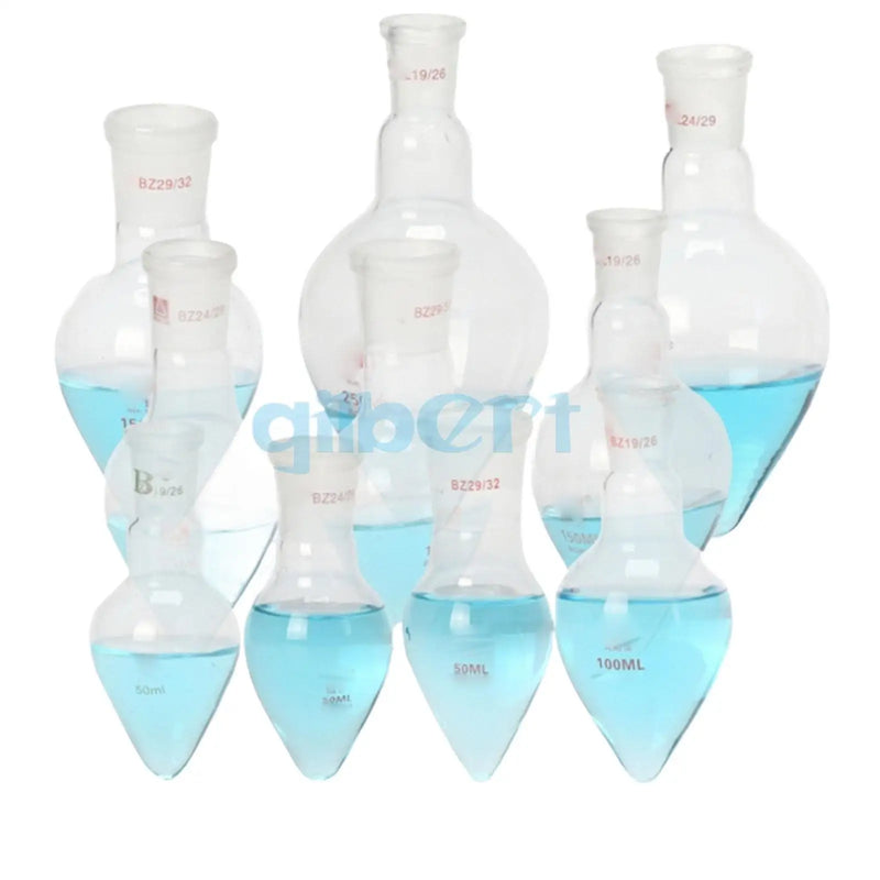 50ml 100ml #12 #14 #19 #24 #29 Joint Borosilicate Glass Single Neck Socket Pear Shape Boiling Flask Labware