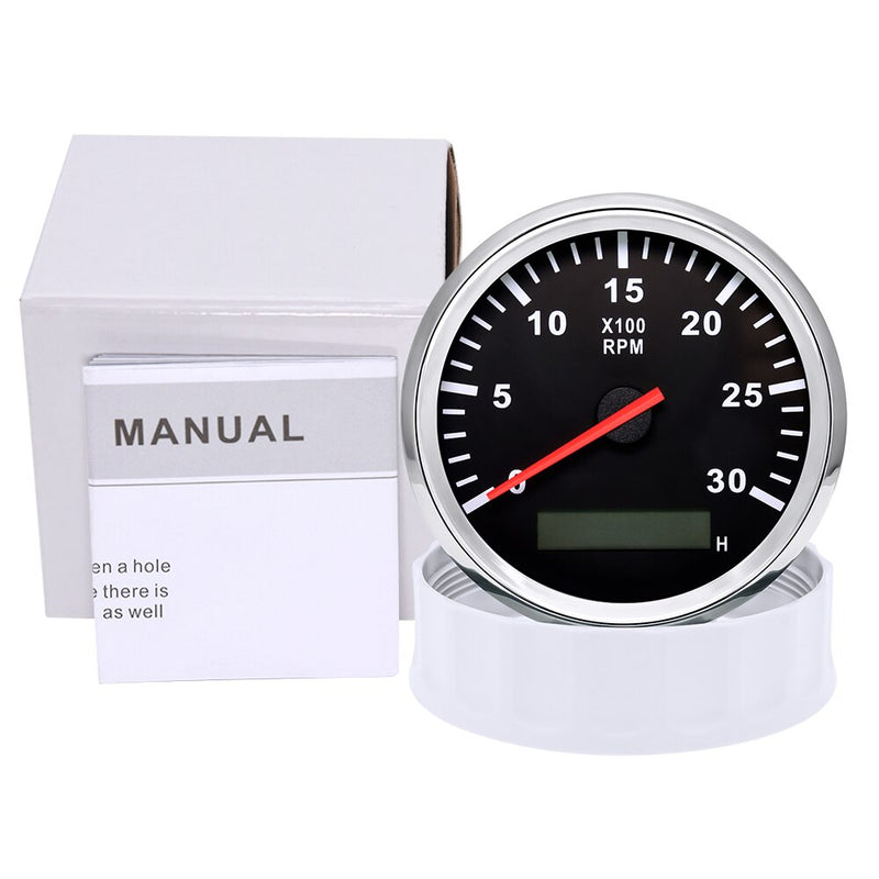 12V/24V 85mm Marine Tacho Meter Gauge LCD Digital Hourmeter Boat Tachometer 3000~8000RPM Toerenteller Hour Meter RPM Sensor - KiwisLove