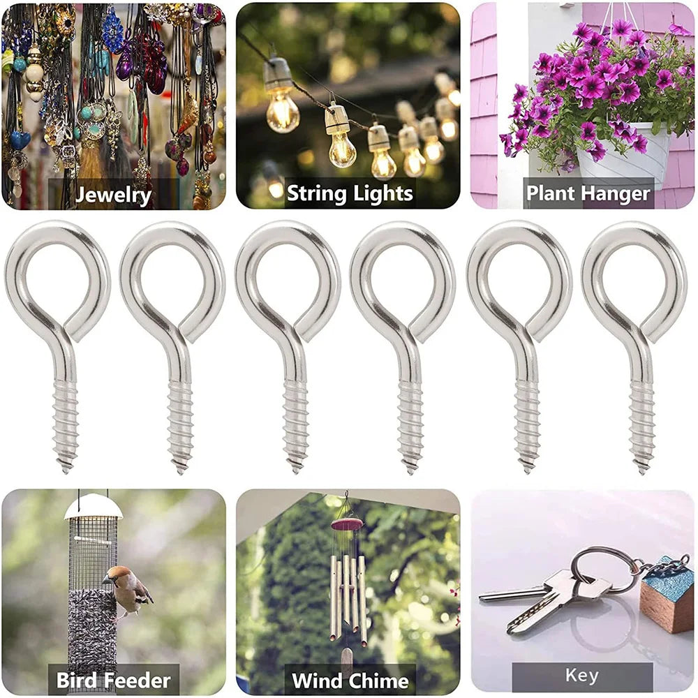 5-50pcs 5#-16# Heavy Duty Eye Hooks Screw Nickel Plated Steel 1# 2# Small Eyelet Screw for DIY Jewelry Craft - KiwisLove