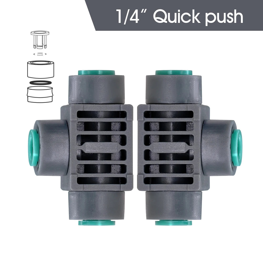 10/20PCS 1/4'' Quick Push 2/3/4 Ways Plug Heavy Duty Stake 4/6-7MM Hose Couping Pneumatic Fittings Aquarium for Garden  Attachme