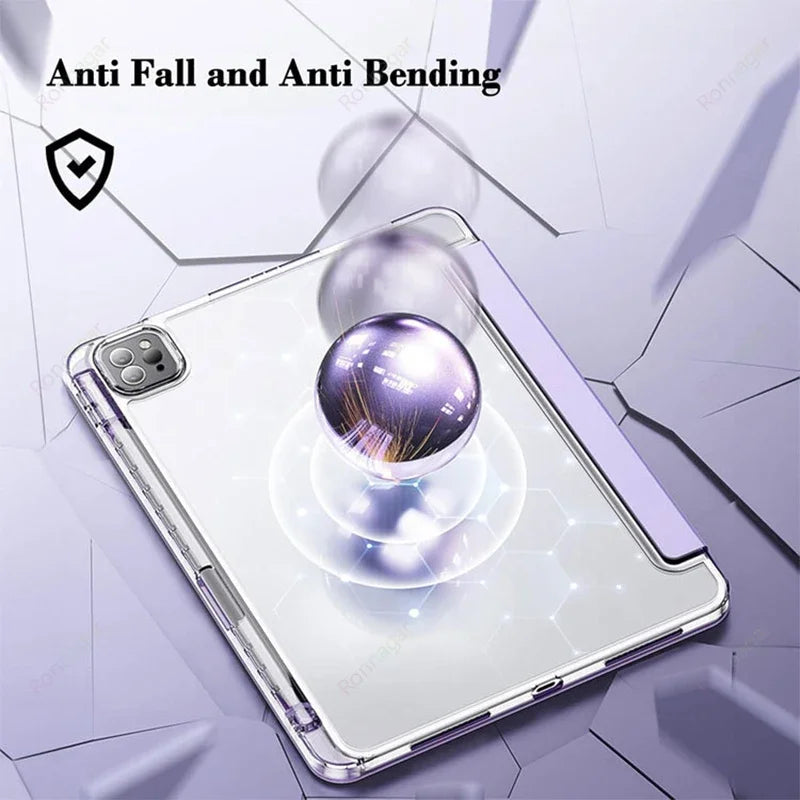 Y folding Case for Samsung Galaxy Tab A11 Plus / A9 Plus 10.9'' 2025 for Galaxy Tab A9/A11 8.7'' A8 X200 Clear Back Pencil hoder