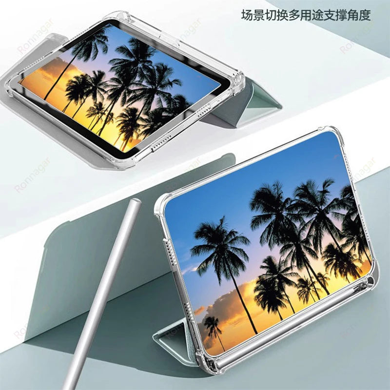 For Lenovo Xiaoxin Pad 2024 Case with Pen Holder Soft Back Fold Stand Cover Lenovo Tab M11 Case 11'' tb330fu tb331fc Sleep Wake