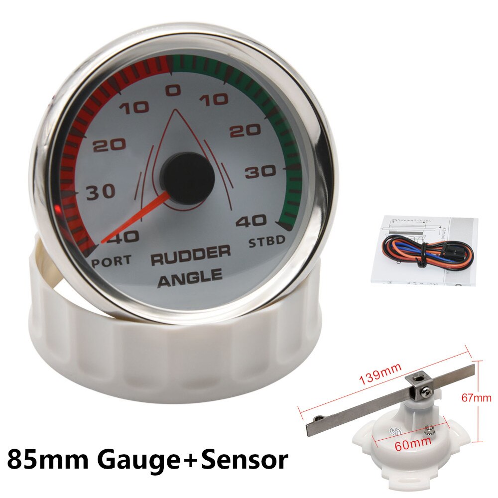 Waterproof 85mm Boat Rudder Angle Indicator 0-190 ohm With Rudder Angle Sensor Kit Rudder Angle Gauge 8 Colors Backlight 12V 24V - KiwisLove