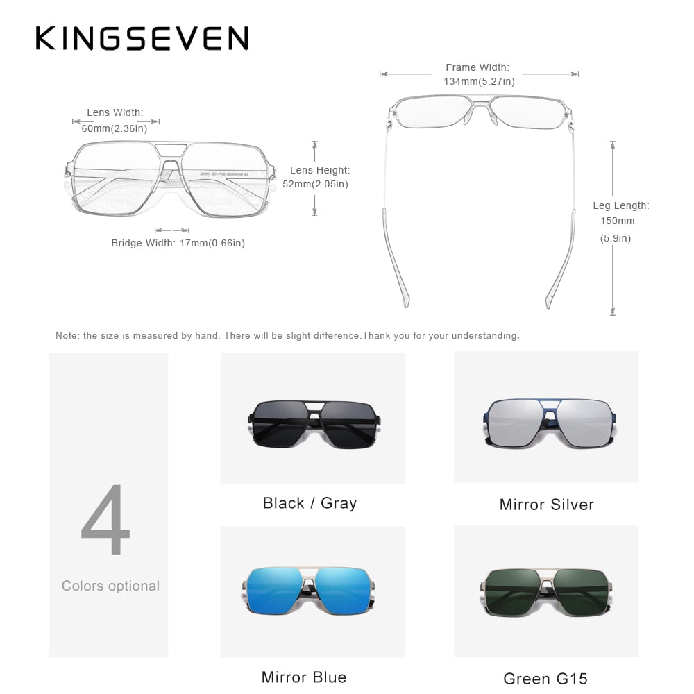 KINGSEVEN 2023 New Driving Men's Polarized Sunglasses Ultra Thin Temples Pilot Sun Glasses For Men UV400 Retro Eyewear - KiwisLove