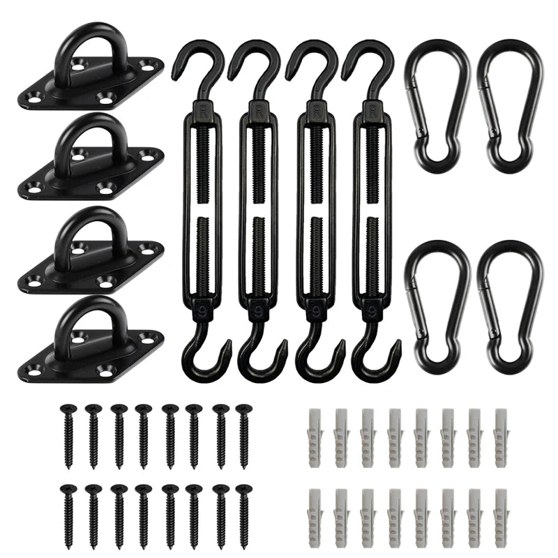 44Pcs Heavy Duty 304 Stainless Steel Shade Sail Hardware Kit for Triangle Rectangle Sun Shade Sail Outdoor